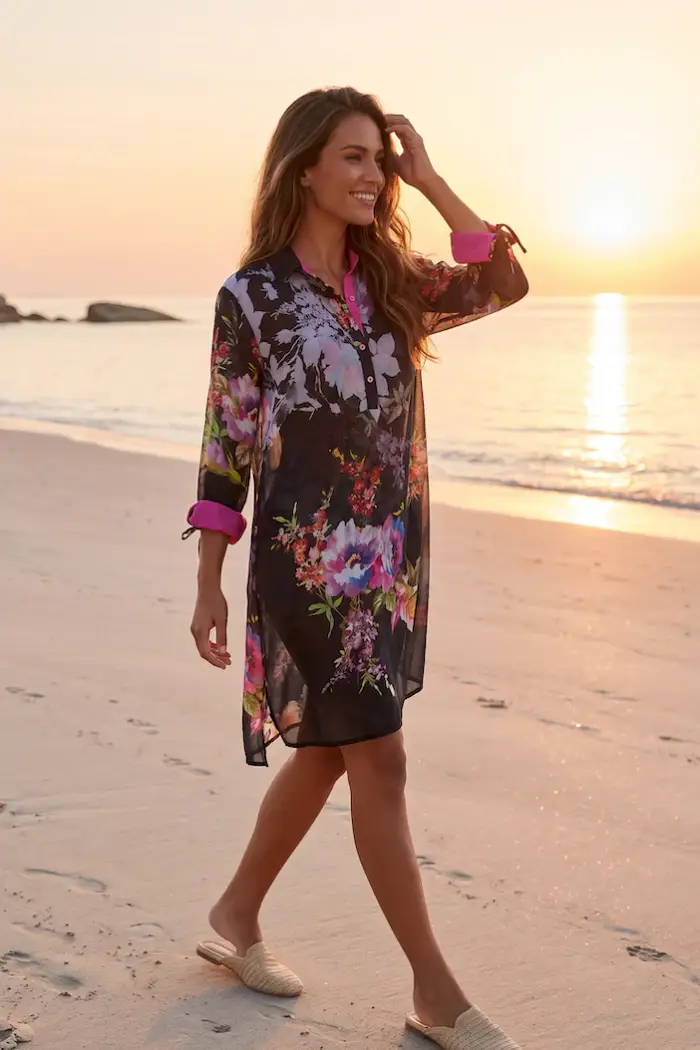 Miradonna ABITO CAMICIA FLOWERS | Colore Nero
