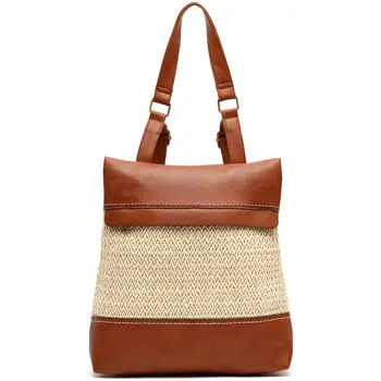 Misako Borsa a tracolla Tichi zaino antifurto effetto rafia Beige