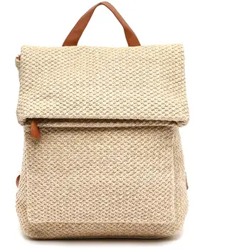 Misako Zaini Zaino ralen con patta effetto rafia Beige