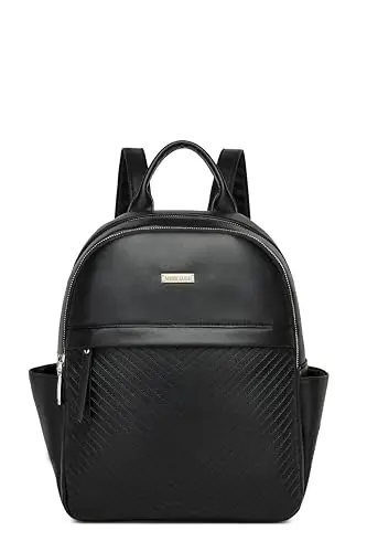 Miss Lulu Zaino Università Donna Nero Elegante, Zainetto Donna Grande Impermeabile Pelle PU, Borsa Zaini per Lavoro