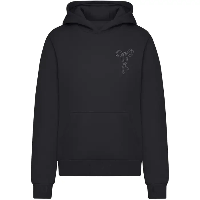 Miss Tee Felpa con cappuccio da donna Bow Oneliner Fluffy Noir