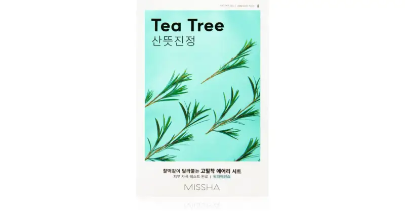 Missha Airy Fit Tea Tree maschera in tessuto detergente e rinfrescante per pelli sensibili 19 g