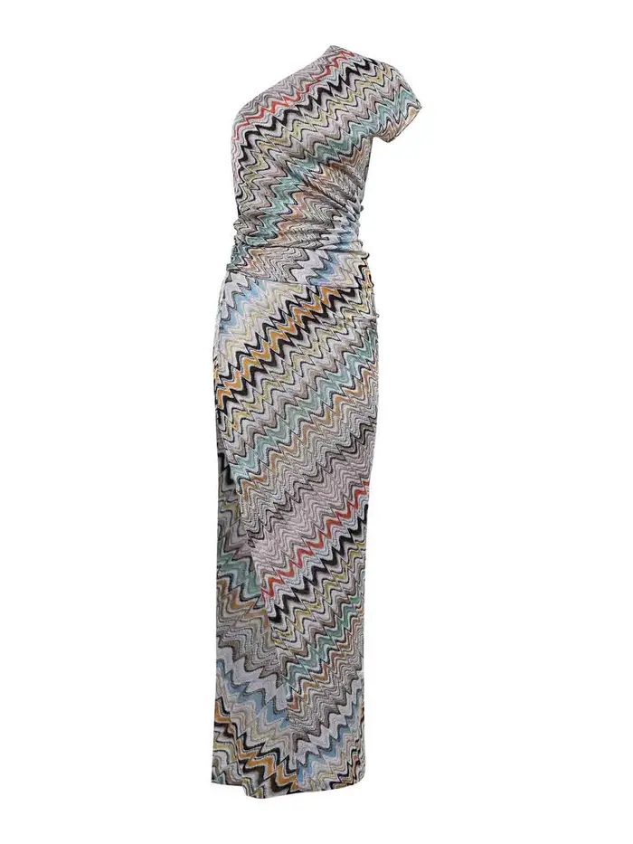 Missoni Abito maxi monospalla ondulato Multicolore