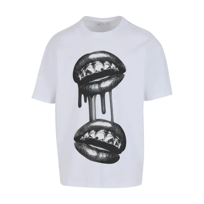 mister tee T-shirt oversize Grillz Lips Blanc