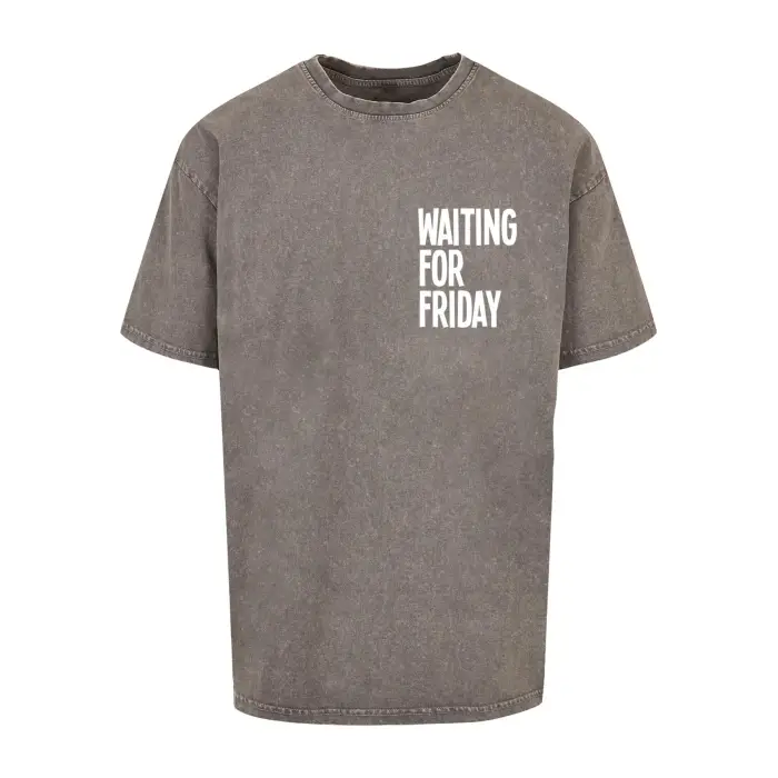 mister tee T-shirt oversize Waiting For Friday Acid Washed Heavy Gris
