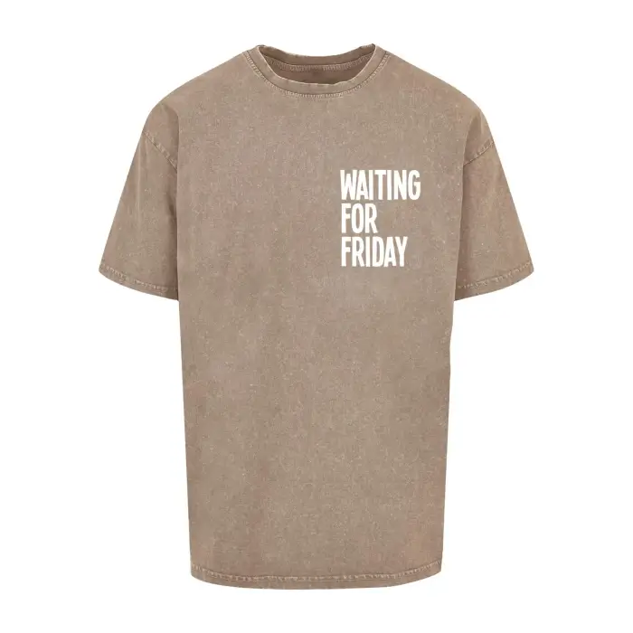 mister tee T-shirt oversize Waiting For Friday Acid Washed Heavy Gris