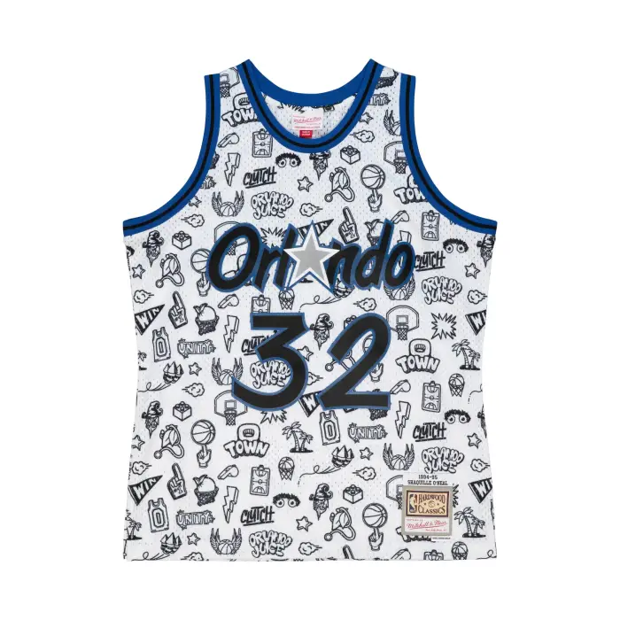 Canottiera Orlando Magic NBA Doodle Swingman 1994 Shaquille O Neal Blanc