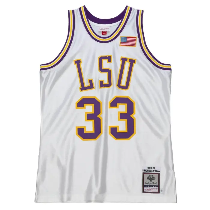 Maglia LSU Tigers NCAA 1990 Shaquille O neal Blanc