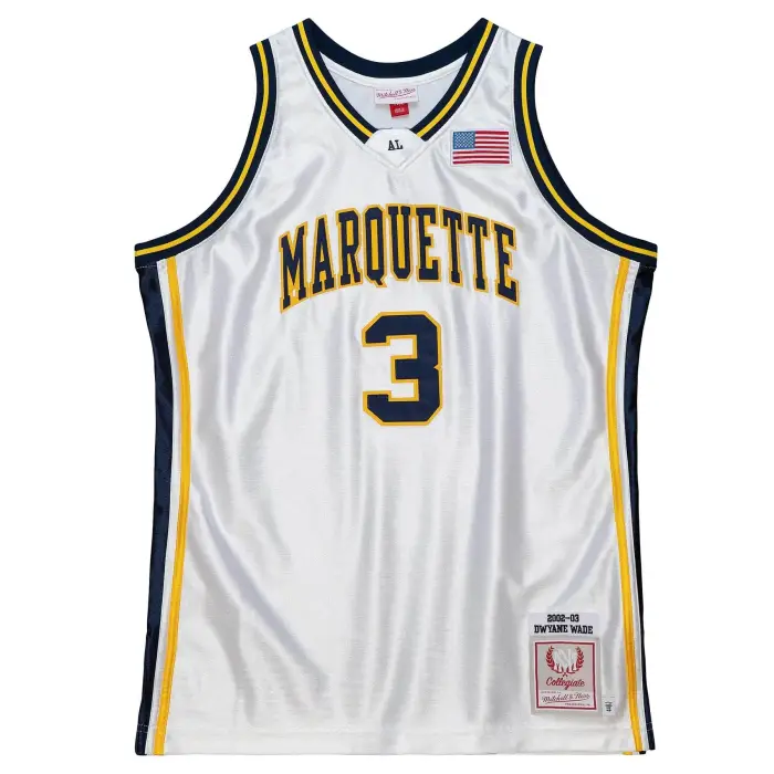 Maglia NCAA Università di Marquette 2002 Dwyane Wade Blanc