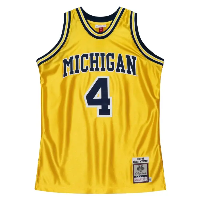 Maglietta NCAA Michigan Wolverines Chris Webber 1991 Jaune