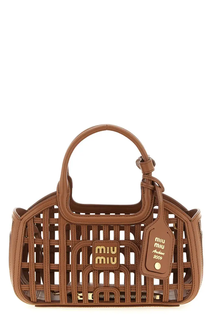 MIU MIU Borsa A Mano Nappa Marrone