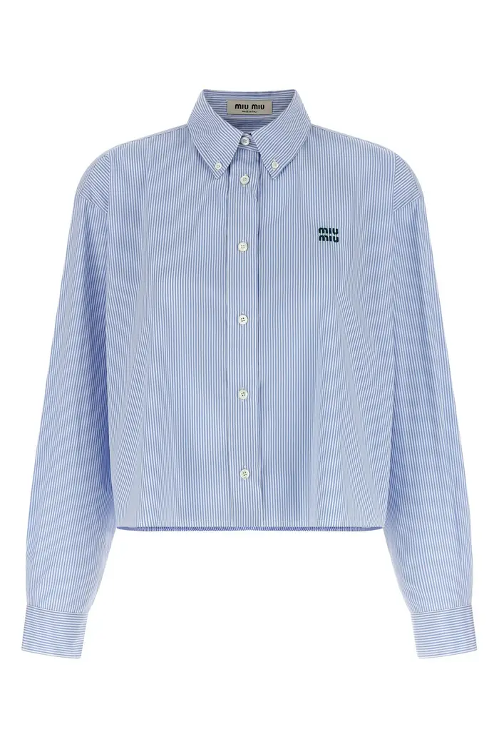 MIU MIU Camicia Righe Azzurro