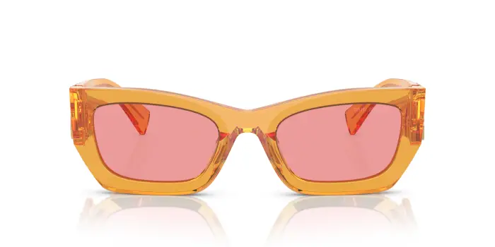 Miu Miu Donna MU 09WS 12T1D0 Occhiali da sole Acetato Arancione Rosa Squadrata Normale