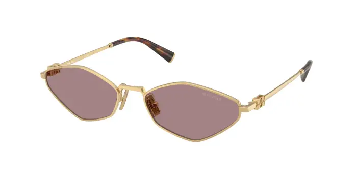 Miu Miu Donna MU 56ZS 5AK20I Occhiali da sole Metallo Oro Marrone Geometrica Normale