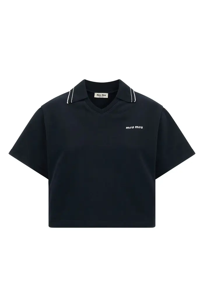 MIU MIU Felpa Crop Blu