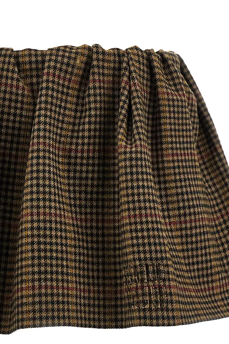 MIU MIU Gonna Pied De Poule Marrone