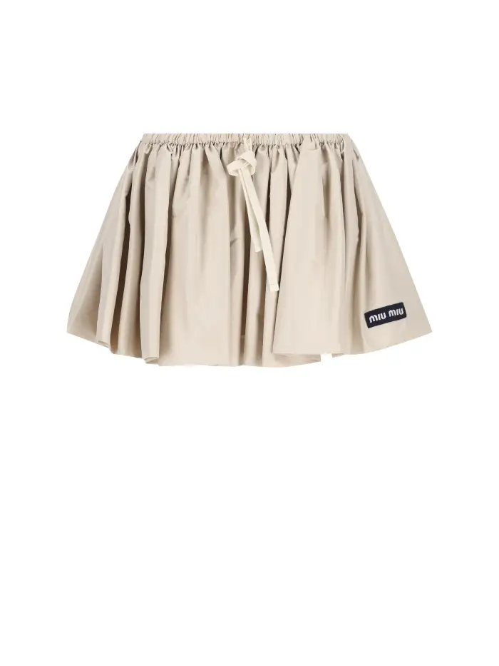 Minigonna in pongé tec BEIGE