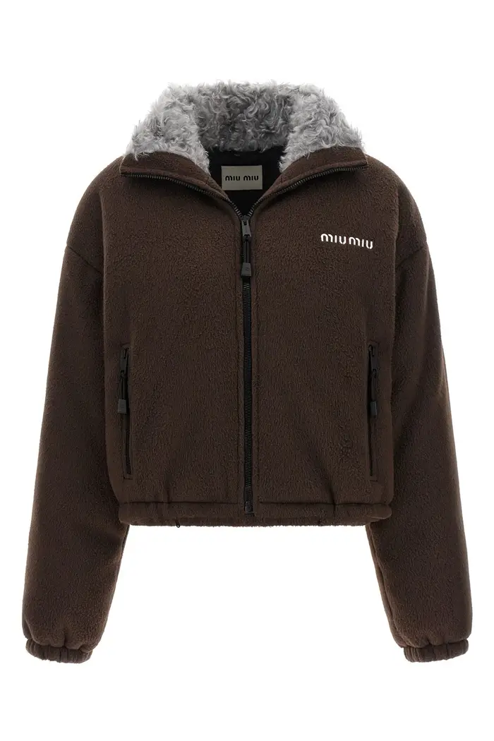 MIU MIU Piumino Pile Marrone