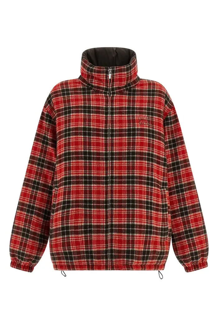 MIU MIU Piumino Reversibile Logo Frontale Rosso