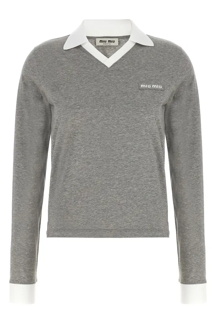 MIU MIU Polo Logo Lettering Grigio
