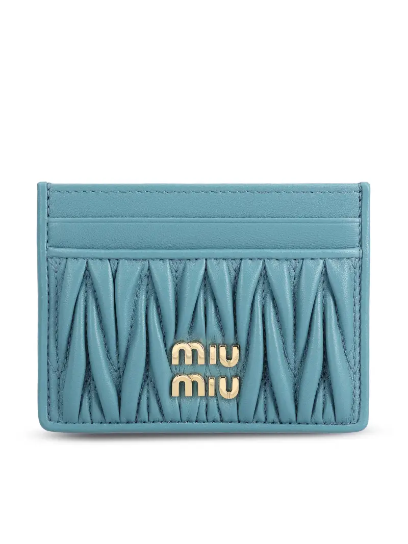 MIU MIU Portacarte In Pelle Matelassé AZZURRO