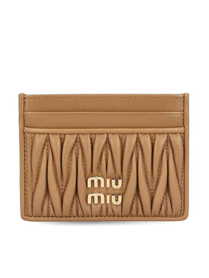 MIU MIU Portacarte In Pelle Matelassé MARRONE