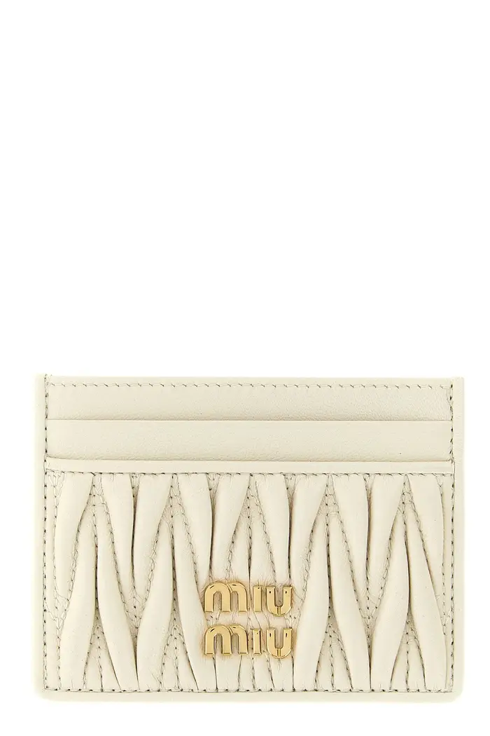 MIU MIU Portacarte Nappa Matelassé Bianco