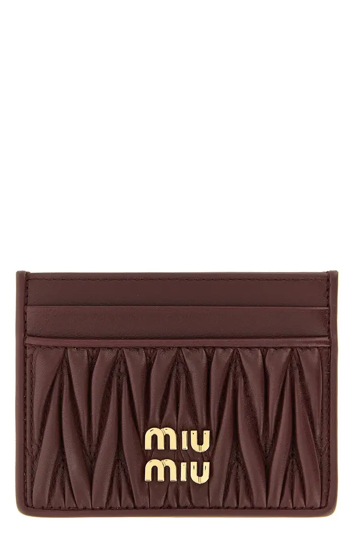 MIU MIU Portacarte Nappa Matelassé Bordeaux