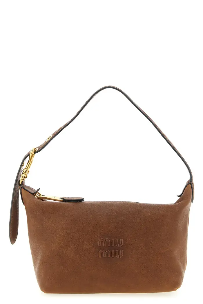 MIU MIU Pouch Nappa Aviator Marrone