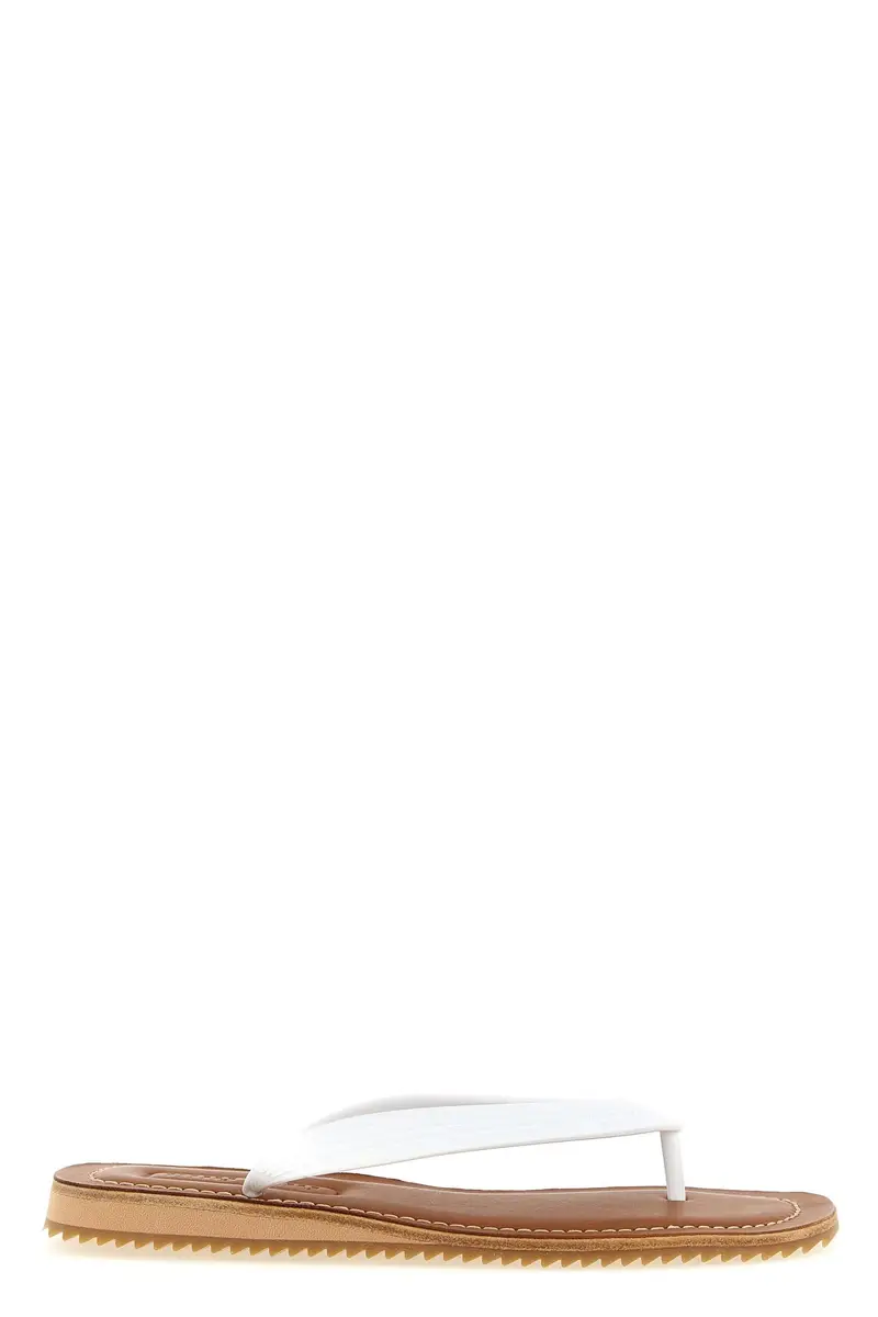 MIU MIU Sandalo Infradito Logo Bianco