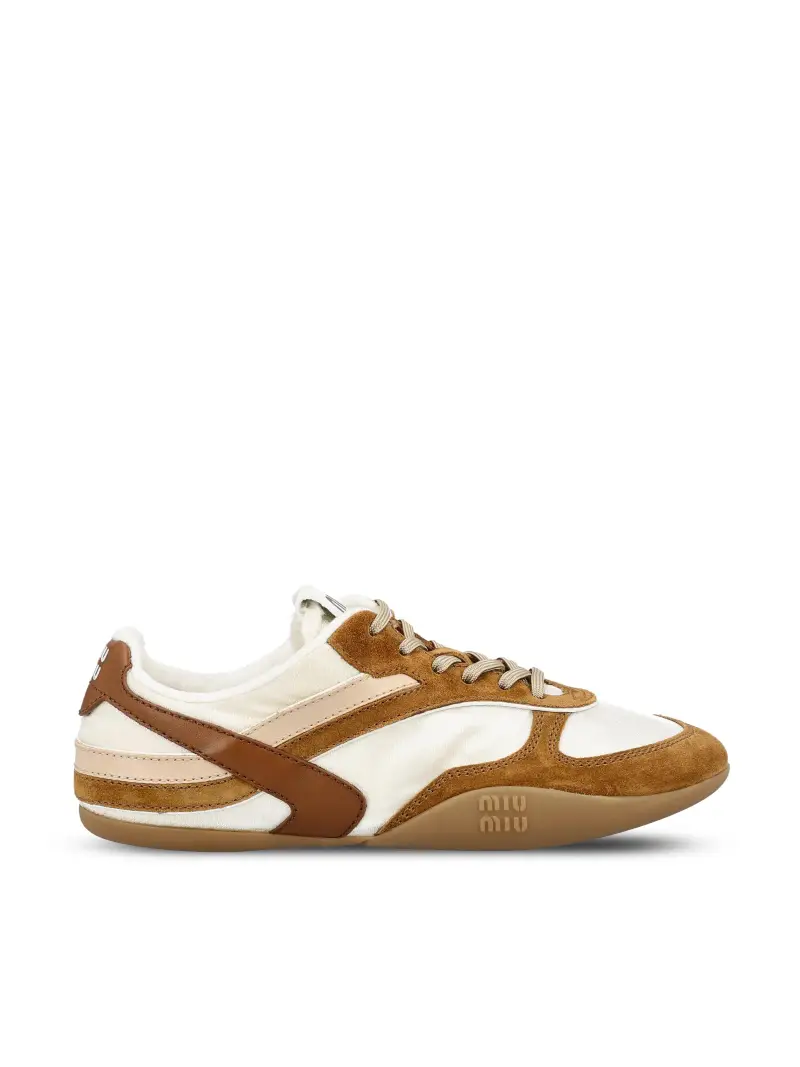 MIU MIU Sneakers Gymnasium In Tessutoo E Pelle MARRONE