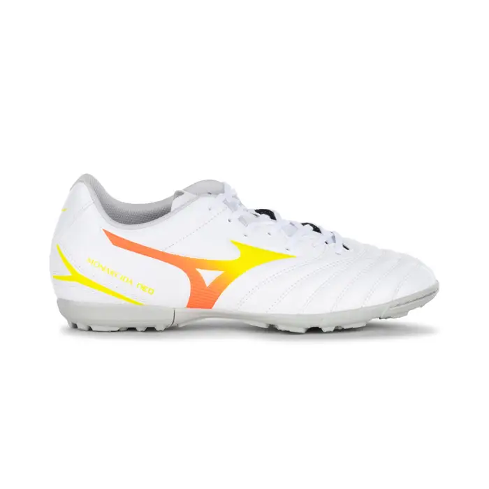 MIZUNO Scarpe da calcetto uomo Monarcida Neo bianche con dettagli arancioni e gialli