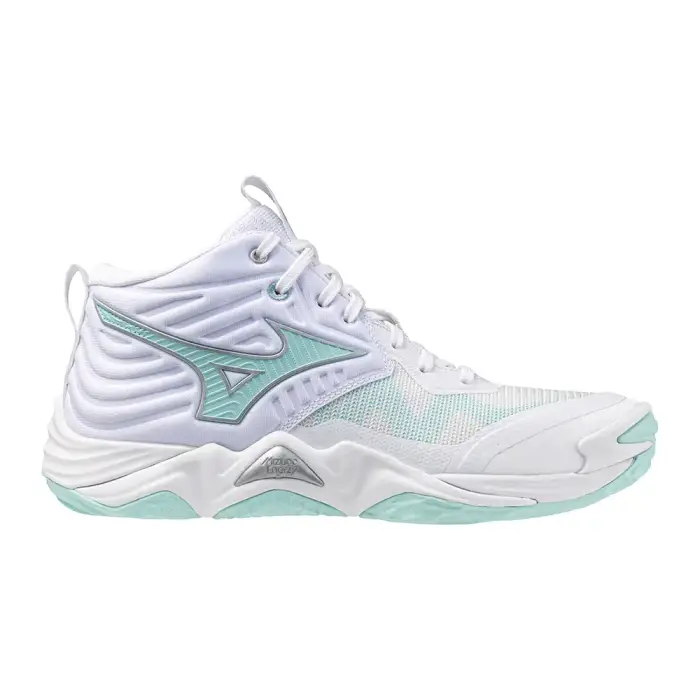 Scarpe indoor da donna Mizuno Wave Momentum Elite Mid Blanc