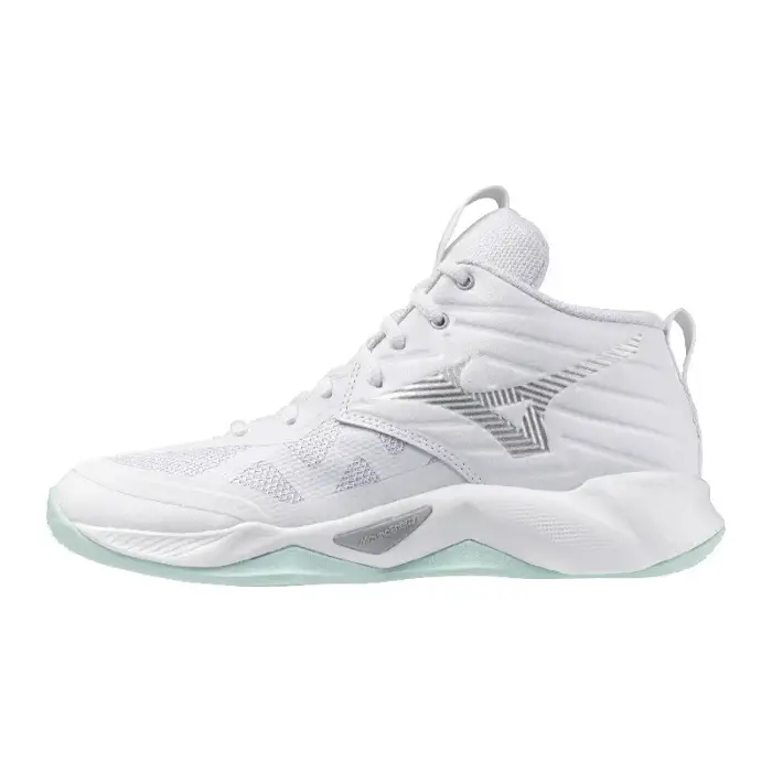 Scarpe indoor da donna Mizuno Wave Momentum Pro Mid Blanc