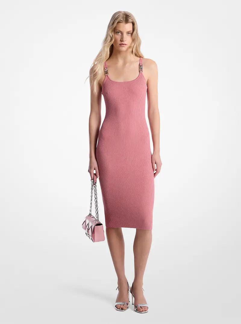 MICHAEL Michael Kors MK Abito a canotta midi in maglia stretch a coste - Rosa - Michael Kors