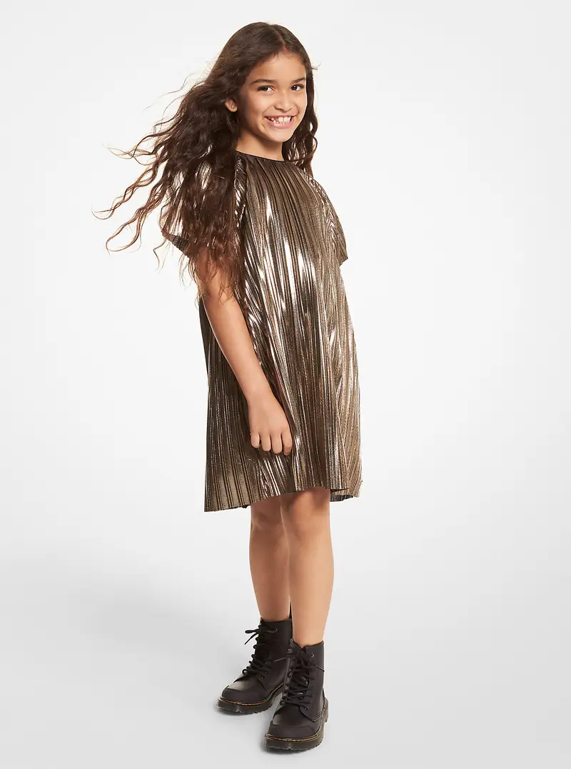 Michael Kors Kids MK Abito a pieghe in lamé - Oro - Michael Kors