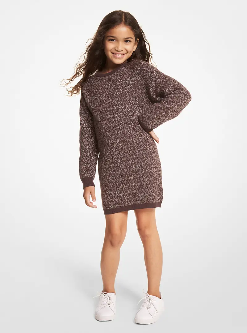 Michael Kors Kids MK Abito in maglia con logo metallizzato - Marrone - Michael Kors