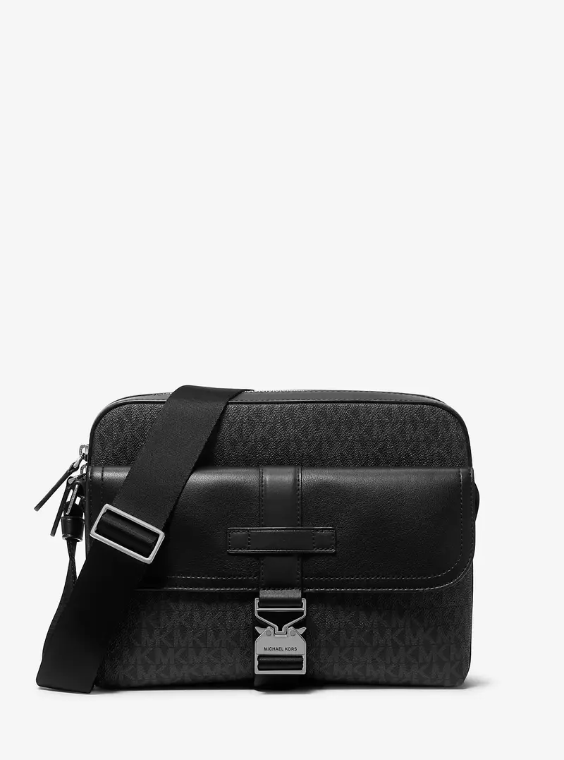 MK Camera bag Hudson in pelle con logo - Nero - Michael Kors
