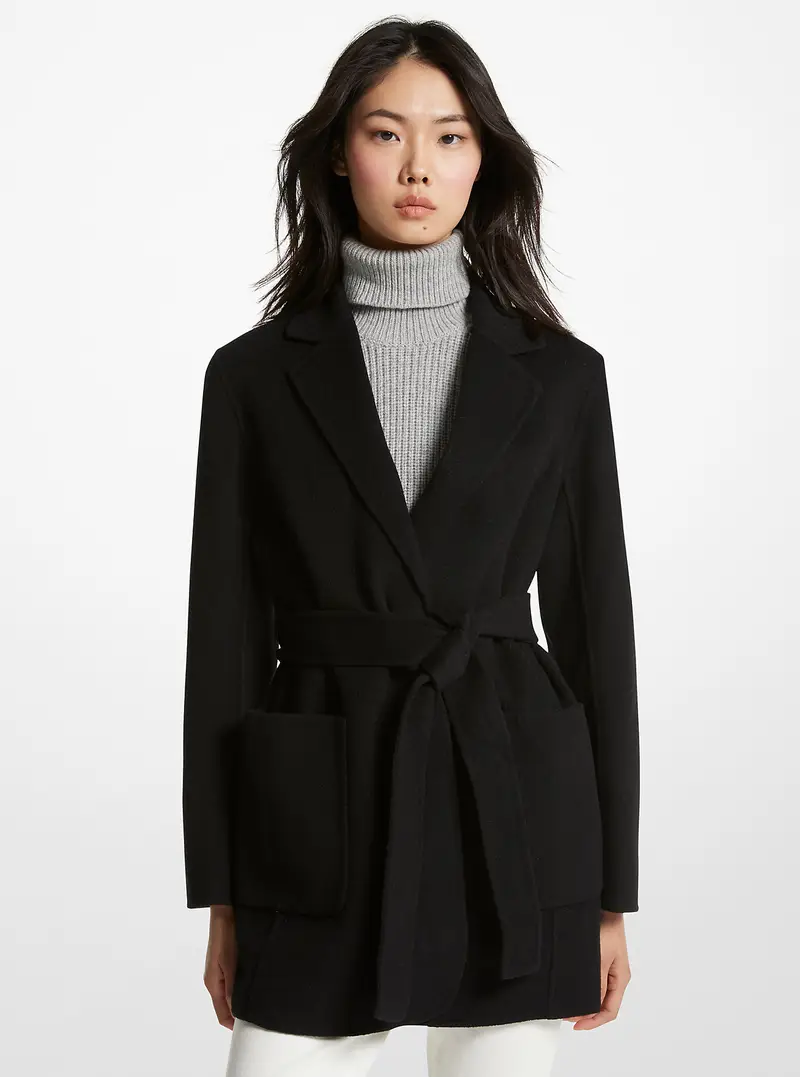 MICHAEL Michael Kors MK Cappotto double-face in misto lana con cintura - Nero - Michael Kors