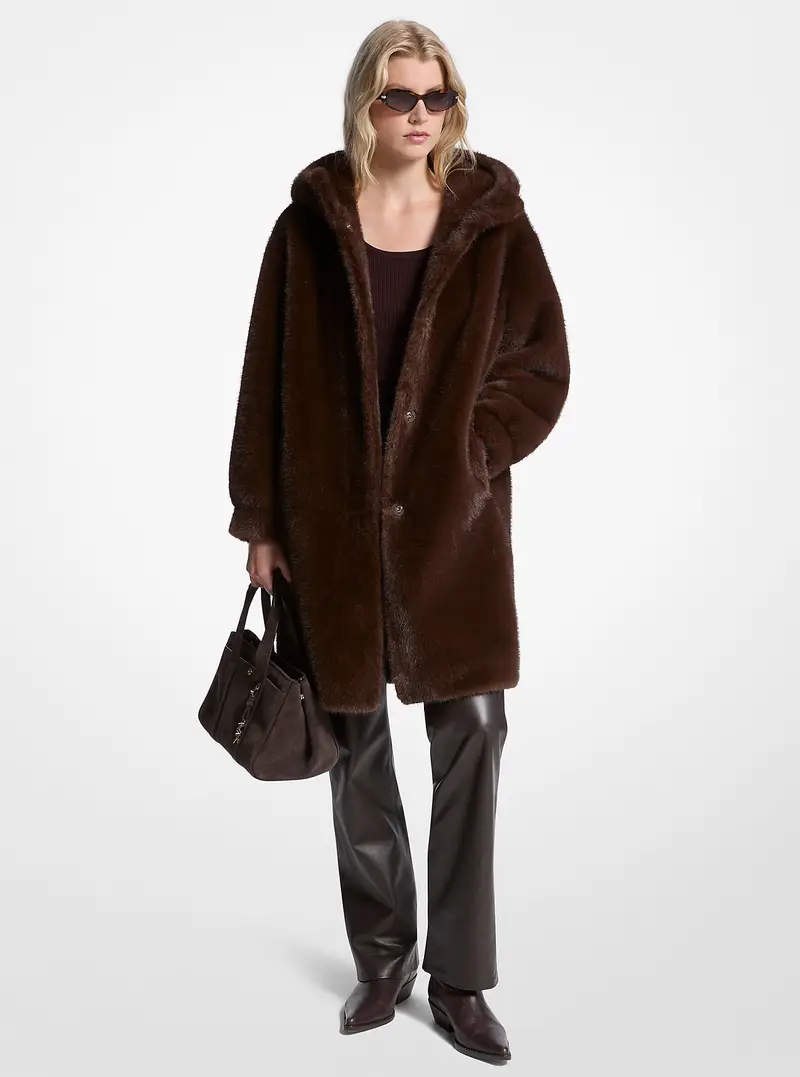 MICHAEL Michael Kors MK Cappotto in pelliccia sintetica con cappuccio - Marrone - Michael Kors