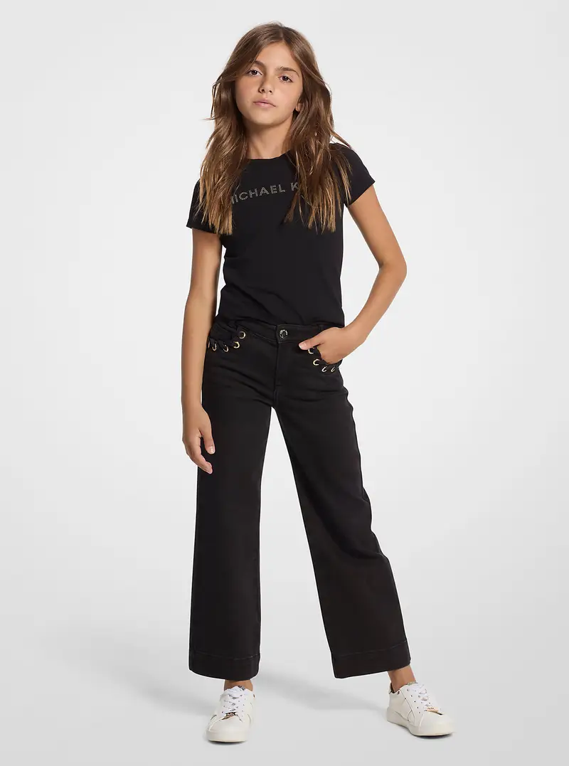 Michael Kors Kids MK Jeans con cucitura a sopraggitto e occhielli - Nero - Michael Kors