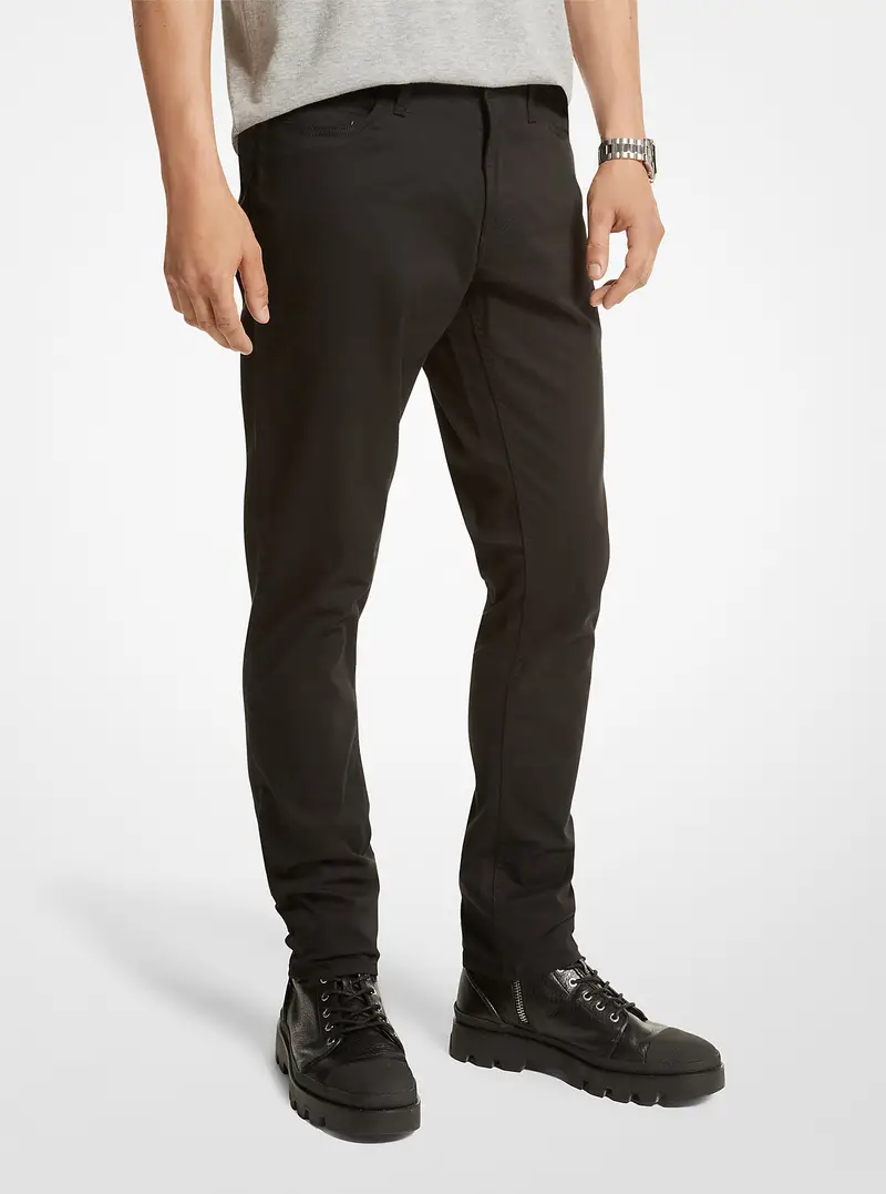 Michael Kors Mens MK Pantalone slim-fit Parker in twill stretch - Nero - Michael Kors