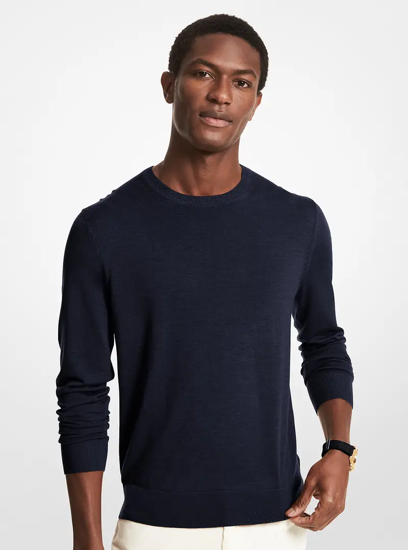 MK Pullover in lana merino - Blu - Michael Kors