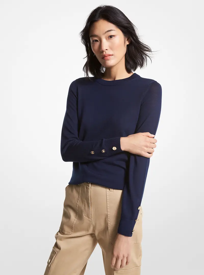 MICHAEL Michael Kors MK Pullover in misto lana merino - Blu - Michael Kors