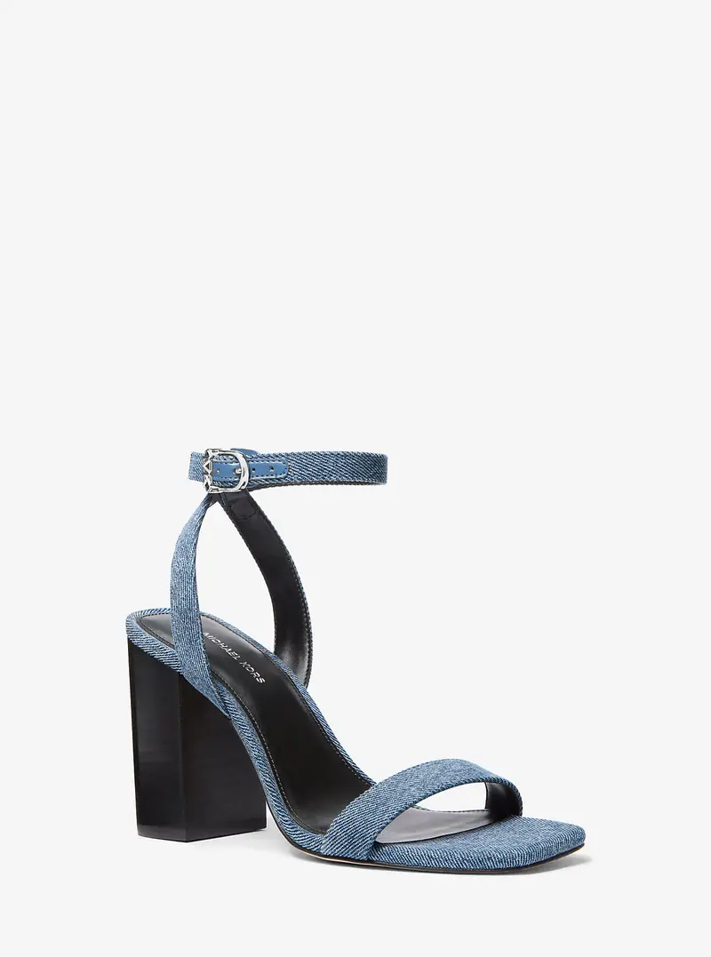 MICHAEL Michael Kors MK Sandolo Merriam in denim con tacco a blocco - Blu - Michael Kors