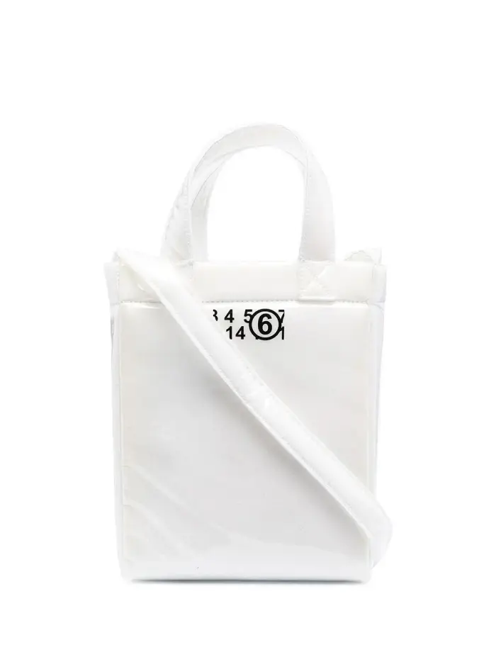 MM6 MAISON MARGIELA Borsa bianca/gialla plastificata logo numerico Bianco