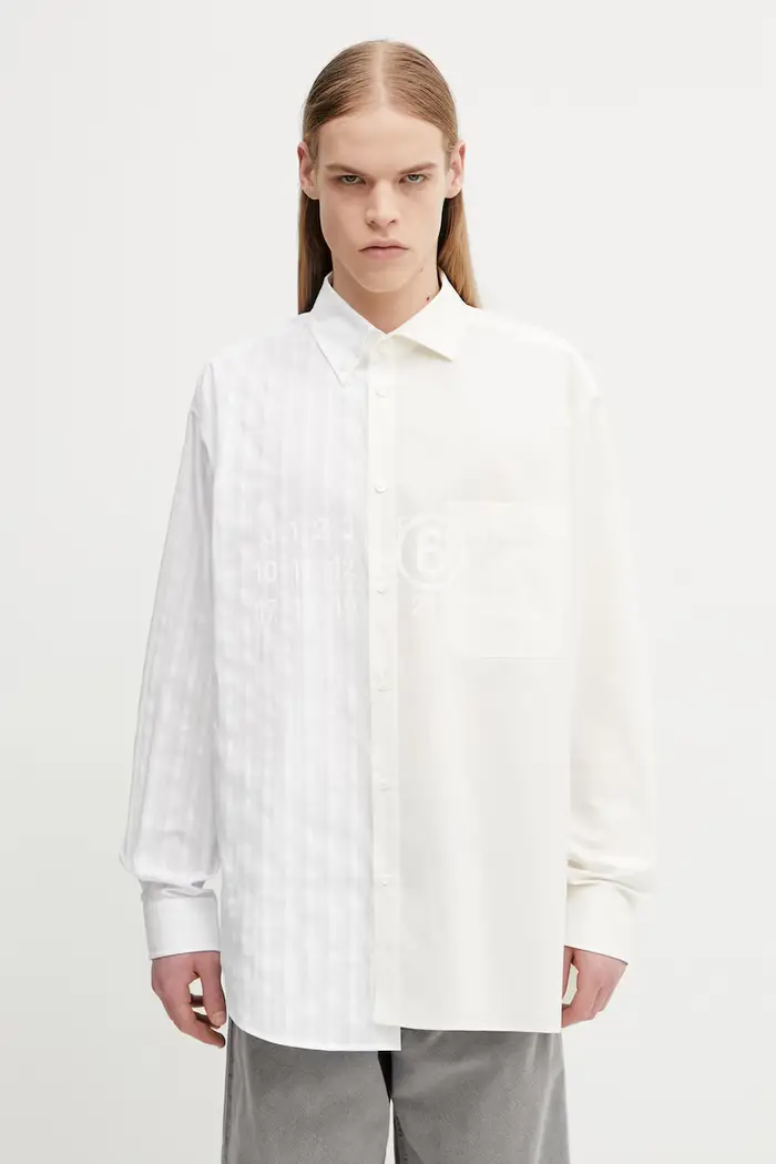 MM6 Maison Margiela camicia da uomo in cotone Beige