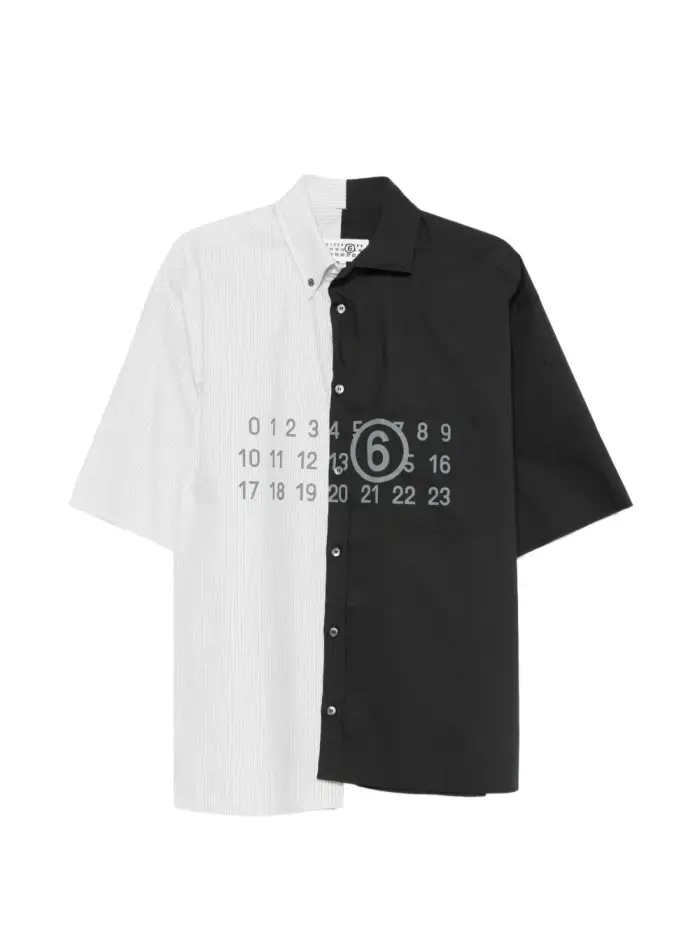 Camicia in cotone a pannelli con stampa numerica