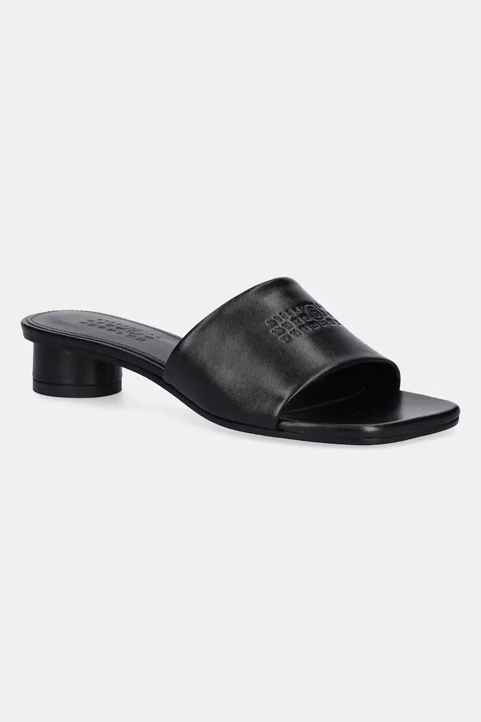 MM6 Maison Margiela ciabatte slide in pelle Nero