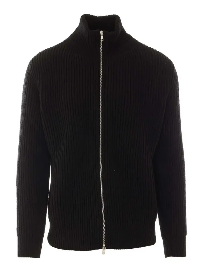 MM6 Maison Margiela giacca con zip in maglia nera Nero